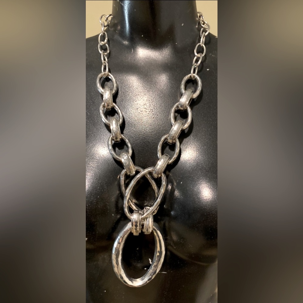 Black and white silver chain link necklace